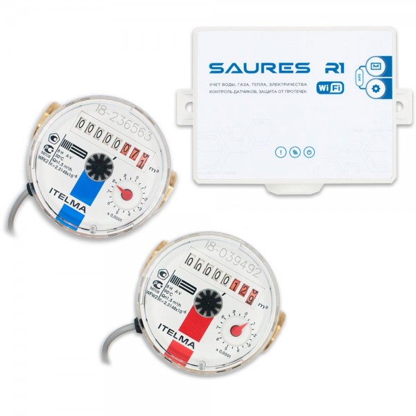 Комплект Saures - Водосчетчики Wi-Fi Квартира 1/2&quot; 80 мм