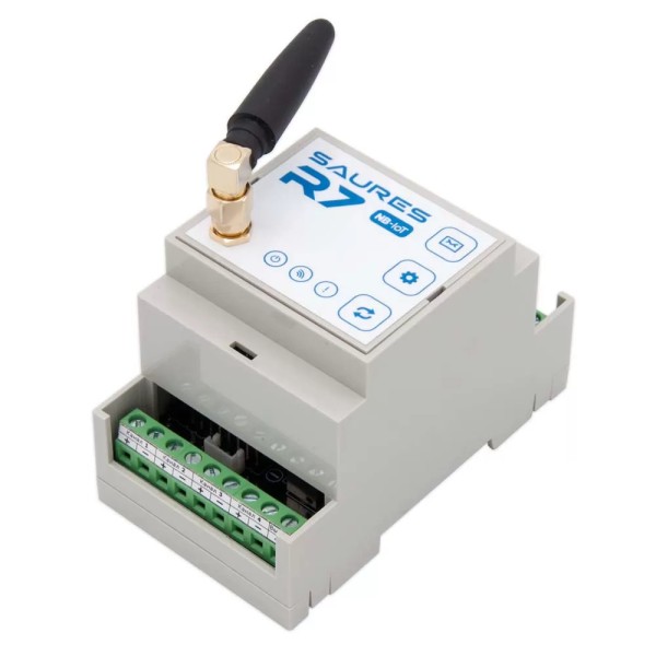 Контроллер SAURES R7 DIN, NB-IoT, 4 канала + 32 RS-485, внешнее питание, SIM-чип МТС